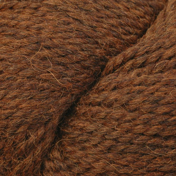 Close-up of brown yarn with visible texture