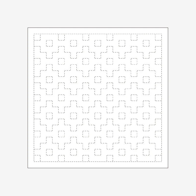 White square with a black border on a white background