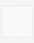 White square with a black border on a white background