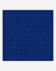 Navy blue fabric with white geometric pattern on a white background