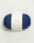 Blueprint blue skein of yarn with a label on a white background