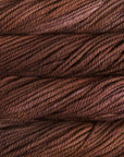 Close-up of brown yarn with visible texture