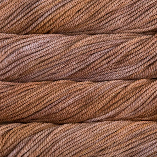Close-up of brown & mauve yarn strands